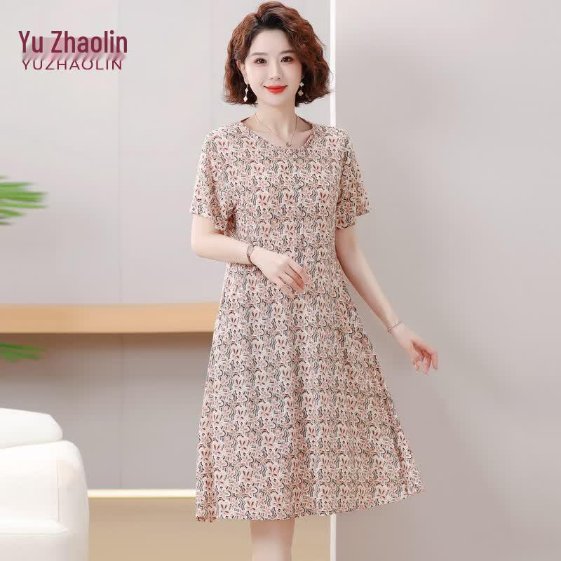 YUZHAOLIN Women s Plus Size Summer Floral Ice Silk Dress 4XL
