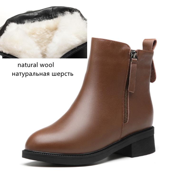 Fashion AIYUQI Women Boots Winter Fashion Anti-Slip Women Ankle Boots Mid Heel Natural Wool Genuine Leather Snow Boots Ladies