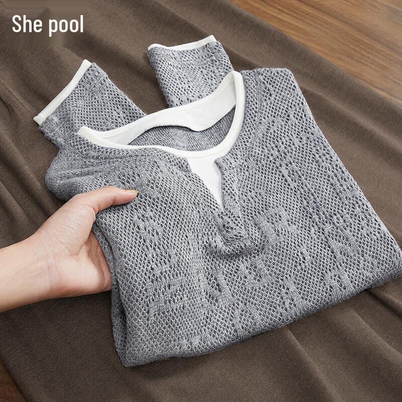 Women s Contrast Layered Knit Top One Size