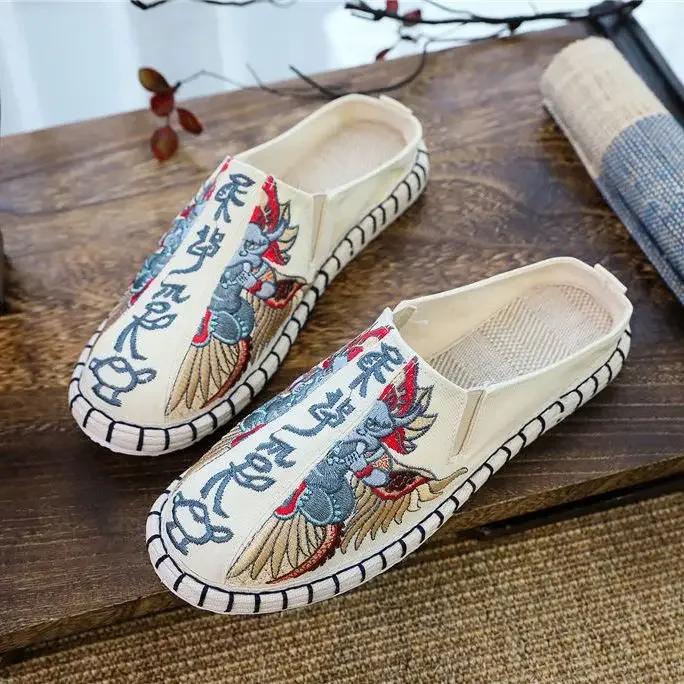 Fashion Summer Slippers For Men Half Flat Mules Elegant Shoes Comfortable Sale Sandals Man Cheap Korean Style Liquidation Trend 2024