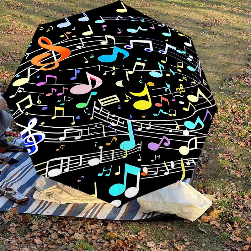 1PC music notes Umbrella-8-Rib Reinforced, Automatic Open, Lightweight & Durable, Cute Fashion Accessory for Outdoor, Beach or Casual Use, Beach Umbre