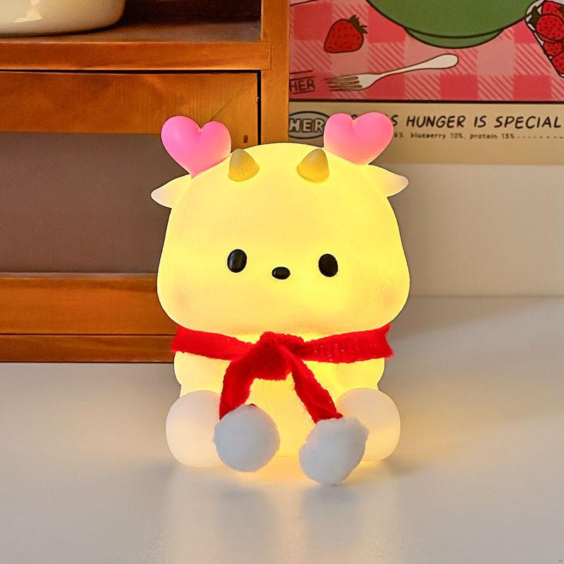 

Lamp Warm Night Light Cartoon Cute New Year Dragon Shaped Powered Battery розовый