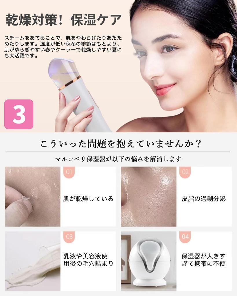 Facial Steamer, Handheld Mist, 38ml Large Capacity Tank, Skincare, Pore Care, Moisturizing, Dryness Prevention, Compact, Beautiful Skin, USB Charging,