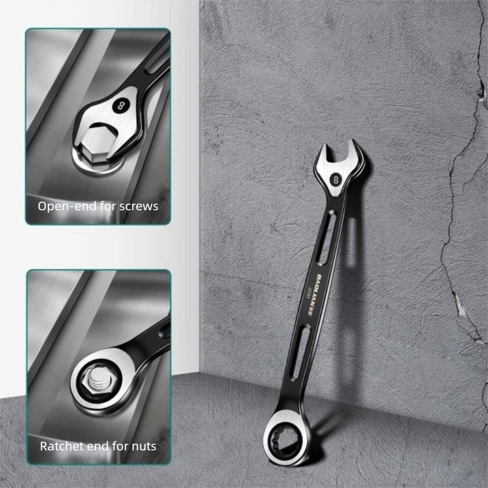 Durable 6-15mm Dual-purpose Wrench Anti Slip Labor-saving Combination Ratchet Wrench Spanner Hand Tool