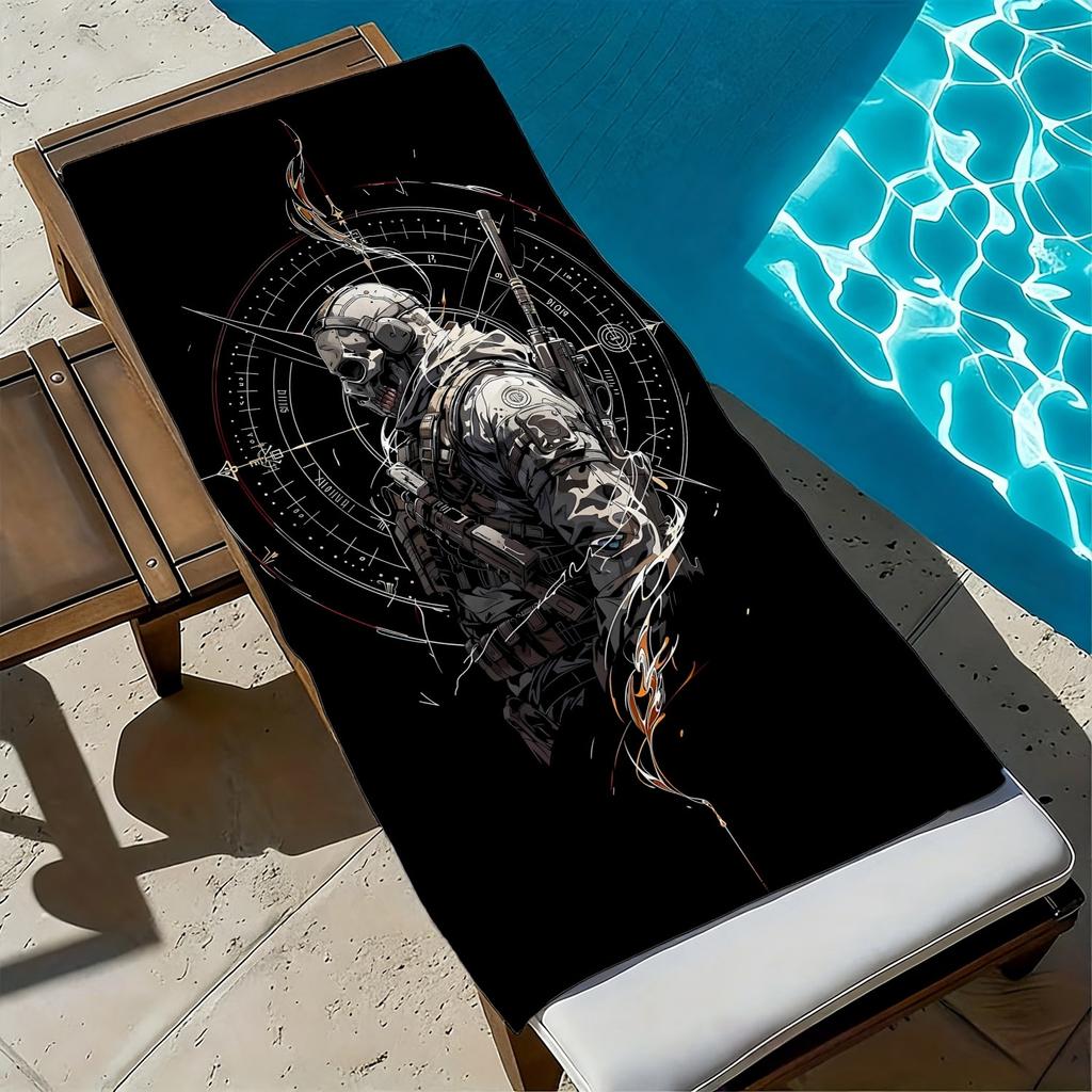 Tactical style special forces pattern polyester microfiber beach towel is highly absorbent, suitable swimming and beach outings