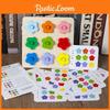 Wooden Geometric Flower Stacking Blocks For Early Childhood Education And Color Recognition Toy