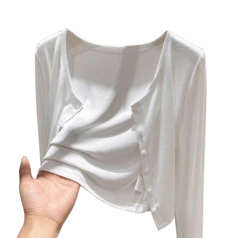 Women's Solid-Color Sun Protection Long Sleeve Cardigan Shawl Jacket