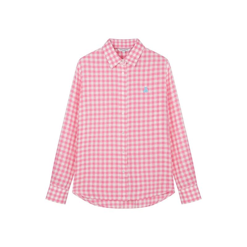 Teenie Weenie Women's Plaid Linen Long Sleeve Shirt