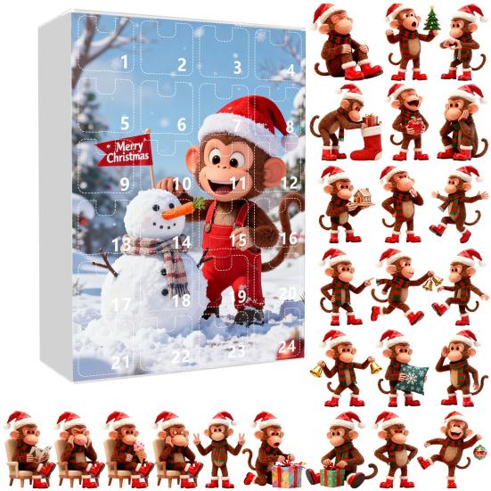 Advent Calendar Resist Monkey Wearing Christmas Hat Design 24-Day Countdown Festive Family Activity Calendar