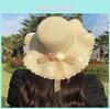 Chapeau de soleil d'été en paille pour femme avec décoration florale Chapeau de soleil de plage à large bord