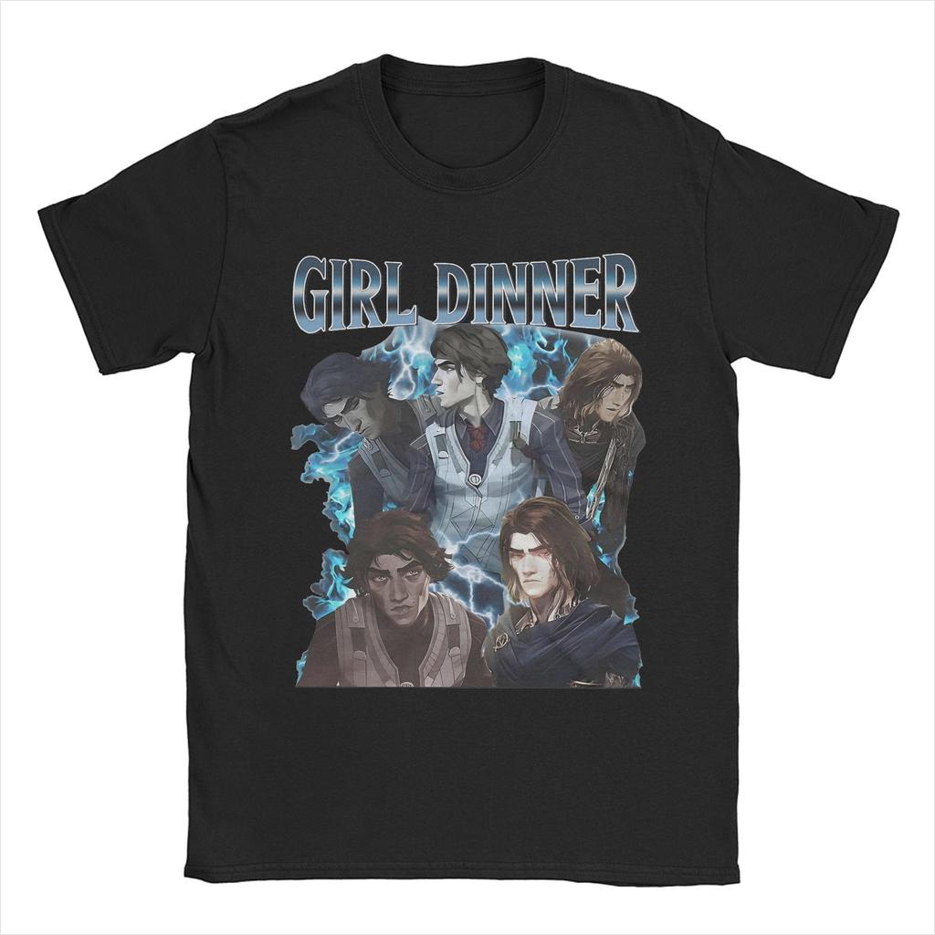 Vintage Sevika Arcane Game T-Shirts Men Crewneck Pure Cotton T Shirt  Short Sleeve Tee Shirt Graphic Printed Tops