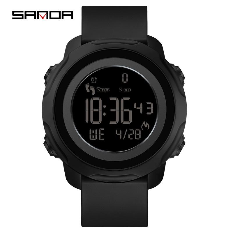 Sanda Waterproof Digital Watch with Step Counter, Calorie Tracker, Alarm, and Multifunctional Features for Outdoor Sports