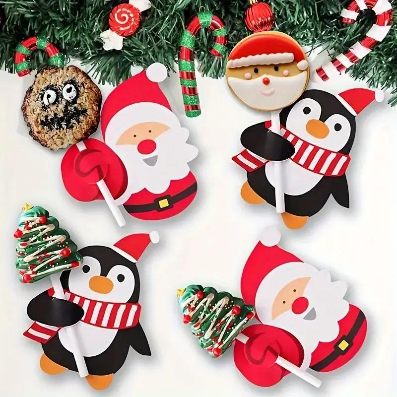 50-500PCS Christmas Candy Gift Packaging Festive Decorative Paper Card Santa Claus Penguin Card Gift Accessory Party Supplies