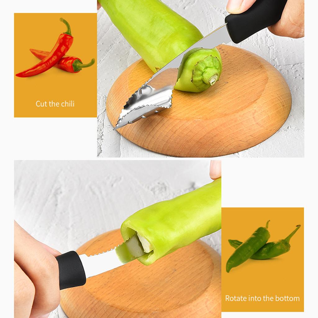 Stainless Steel Pepper Corer with Non-slip Rubber Handle Creative Chili Deseeder Pepper Seed Remover Tool Cooking Accessories