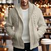 Men Cardigan Sweaters Hooded Coat Full Sleeve Solid Coats Casual Loose Outerwear Splice Open Stitch Autumn Winter 2024