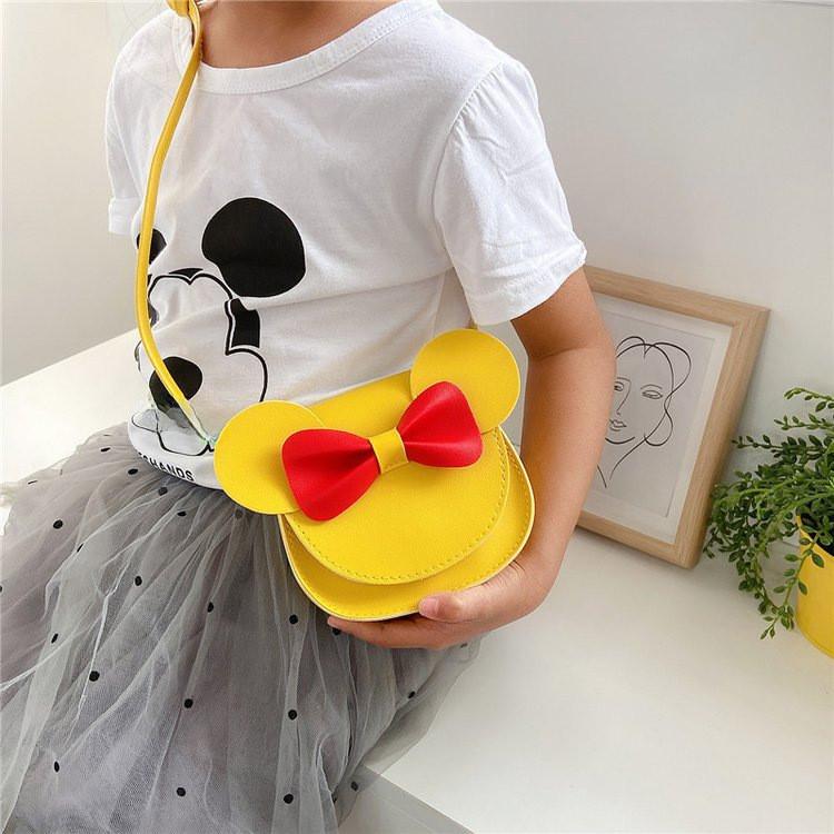 Bear Bowknot Shoulder Bag Childrens Cartoon Animal Shoulder Bag Pu Material