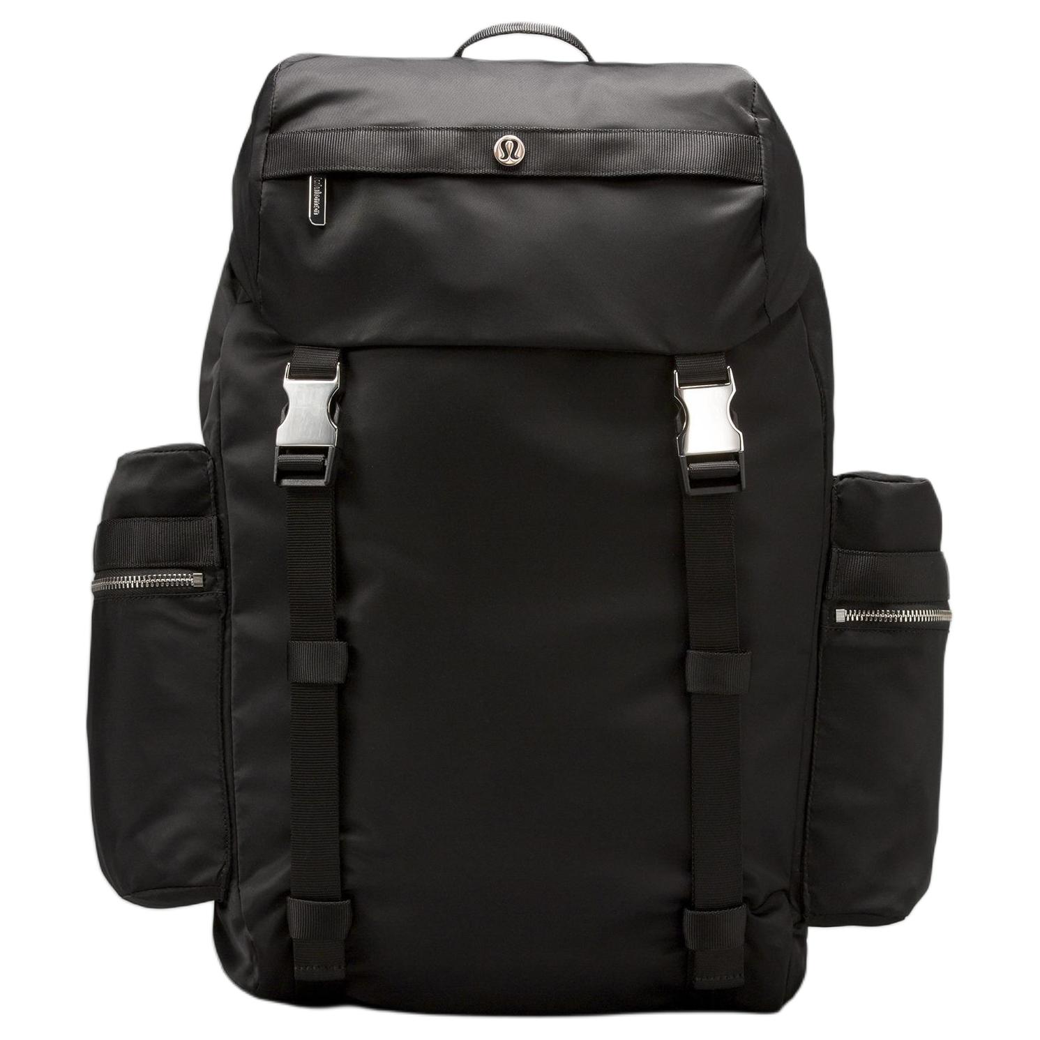 Lululemon Wunderlust 25L Casual Waterproof Nylon Backpack Unisex Backpack Black Silver LU9AS8S-0393 Black & Silver