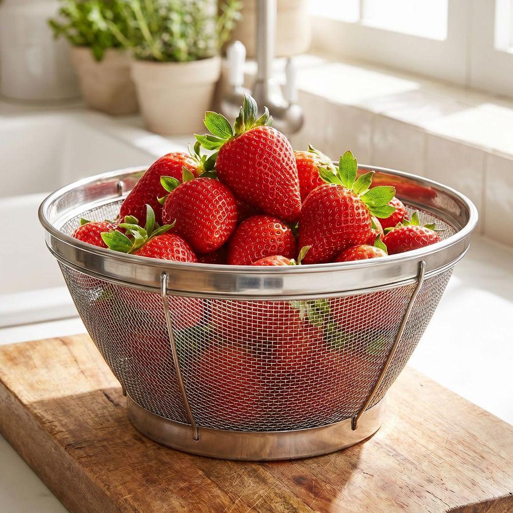 Stainless Steel Rice Strainer Versatile Use Fine Mesh Strainer Food Colander  Kitchen Supplies