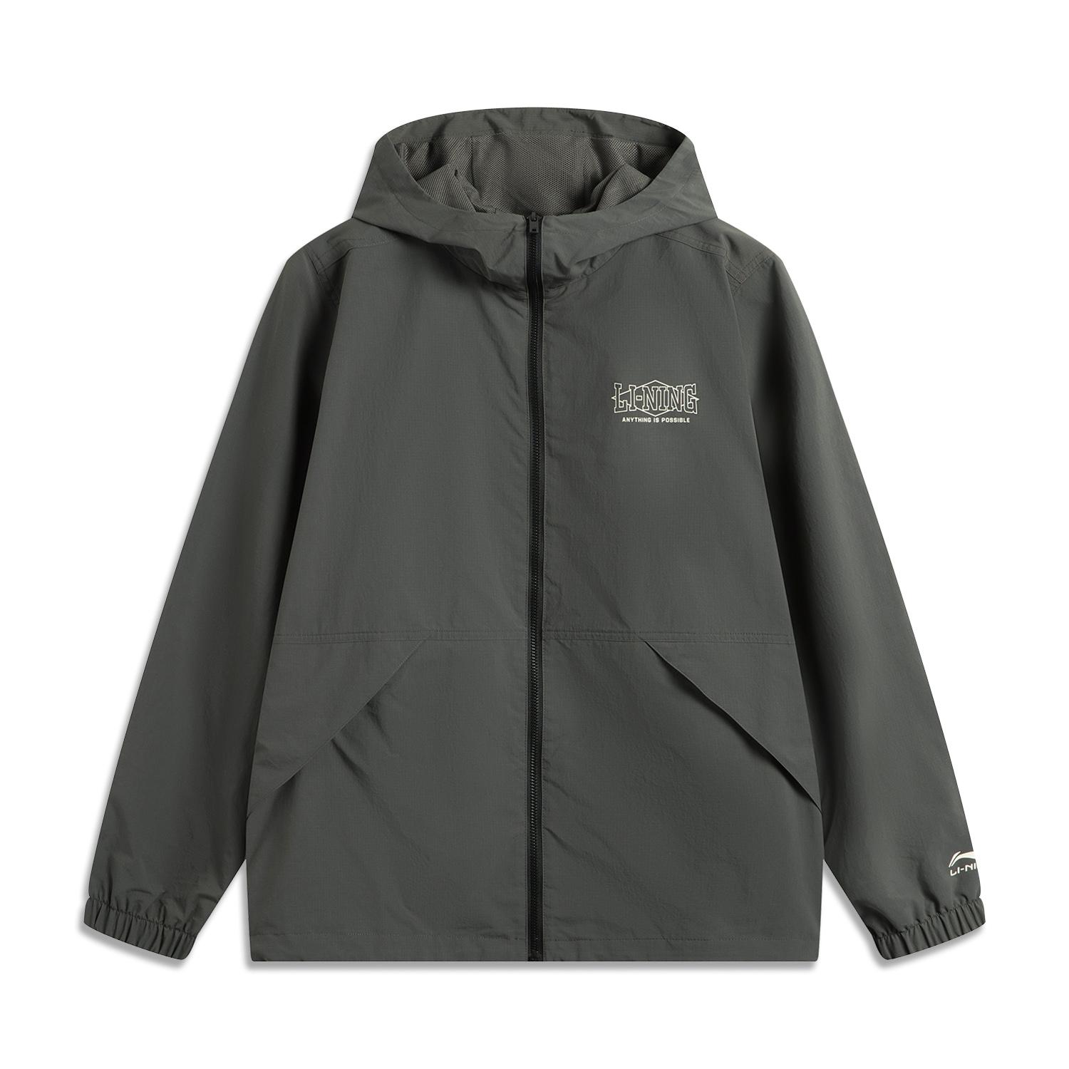 Li-Ning Unisex Water-Repellent Loose Fit Hooded Windbreaker Dune Khaki AFDV445-5 XL