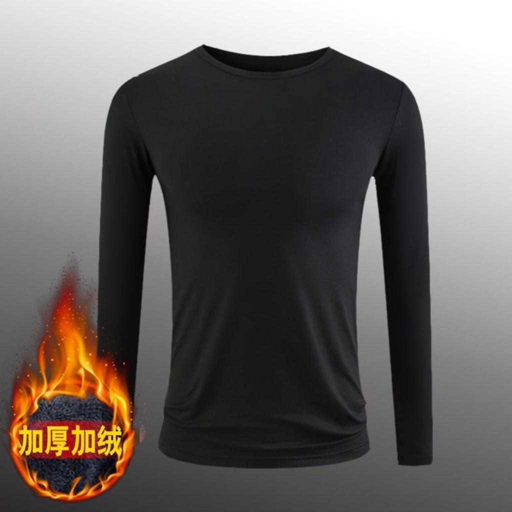 Men's Plush And Thick Warm Long-sleeved T-shirt Winter Round Neck Bottoming Shirt