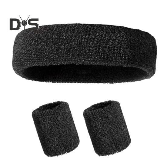 

Набор повязок на голову, спортивная повязка на голову, набор повязок на запястье, махровая ткань, теннисный гимнастический браслет, спортивная повязка на голову для мужчин и женщин чёрный