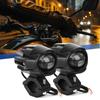 2Pcs LED Motorcycle Spot Light Waterproof Auxiliary Motorcycle Headlight with Mount Brackets Universal Fit for Motorcycles