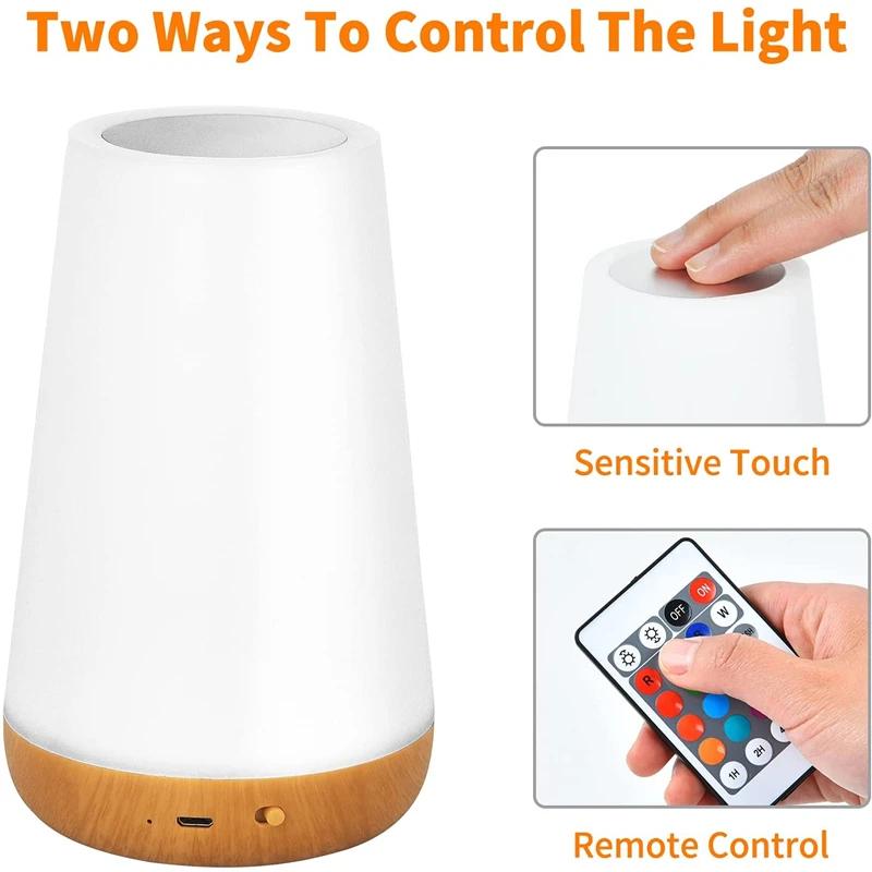 

Portable USB Rechargeable Night Light, RGB Remote Control, Touch Dimmable Lamp, Table, Bedside Lamps, 13 Color Changing