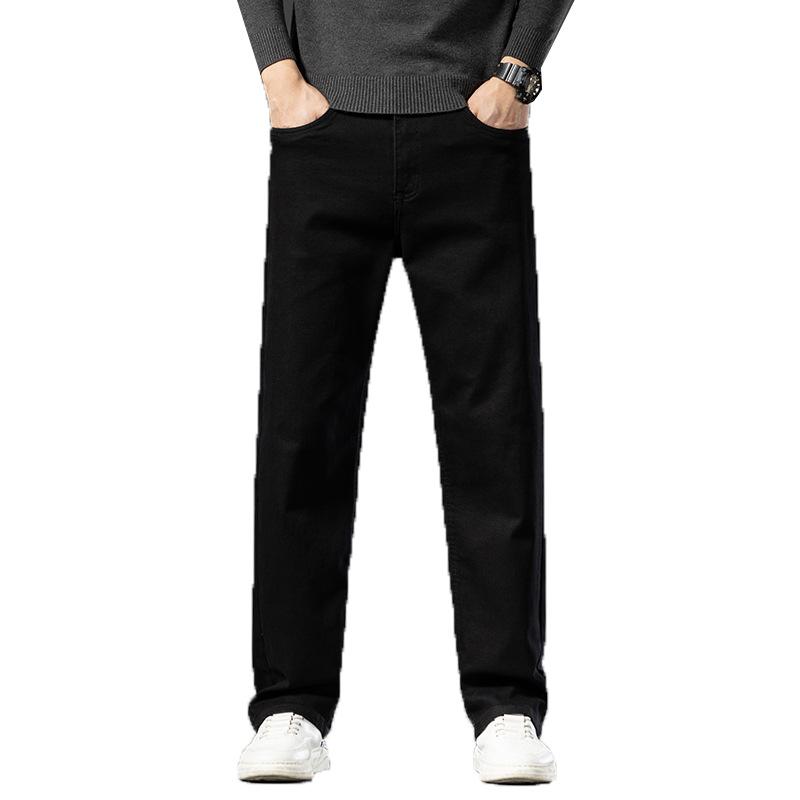 Straight-leg jeans for men, autumn and winter new style, elastic casual trend, versatile straight-leg loose jeans for men, casual