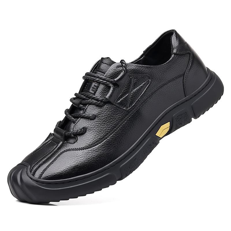 Men's Shoes Cowhide Baotou Genuine Leather Casual Leather Shoes Men Lace Up Soft Sole Mountaineering Shoes Loafers Man Shoe