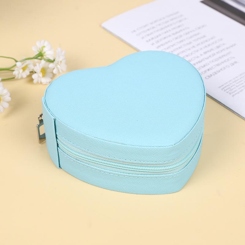 Heart-Shaped Travel Jewelry Storage Box - Necklace, Earrings & Rings Organizer, Light Luxury Style, Zipper Bag