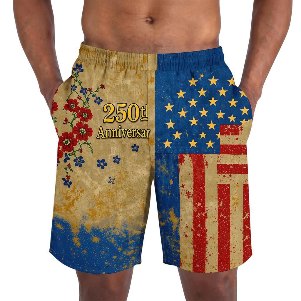 Pantalones Cortos Casuales de Moda con Estampado del Día de la Independencia para Hombre, Pantalones Cortos Deportivos Ligeros y Transpirables para Hombre