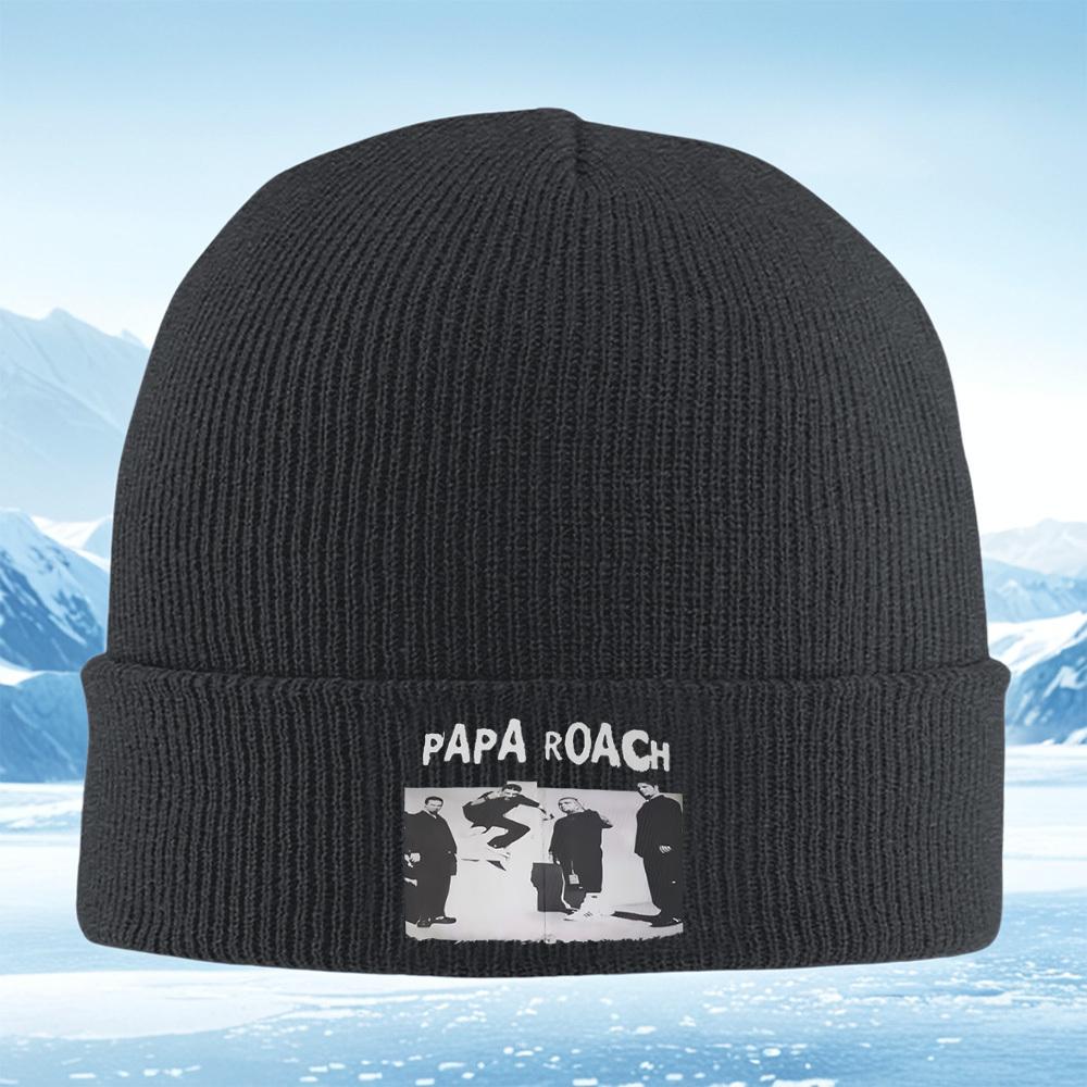 Papa Roach band members black and white Men Women Unisex Knitted Hat Beanie Pullover Cap Winter Thermal Warm Christmas Outdoor C