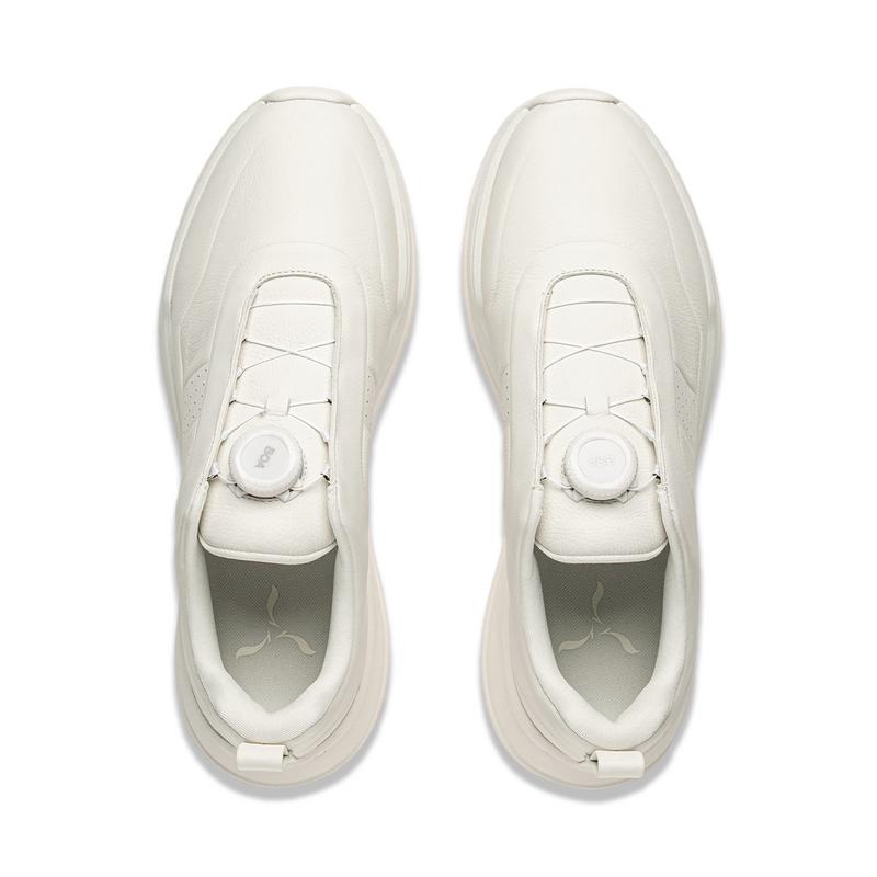 Li-Ning 1990 Commuter Series Fashion Comfortable Wear-Resistant Shock Absorbing Low-Top Casual Running Shoes Men sneaker Beige ALLU013-1