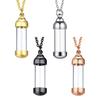 Pendant Necklace with Leak-Proof Steel Transparent Capsule Screw Cap Stainless Design Souvenir Keepsake