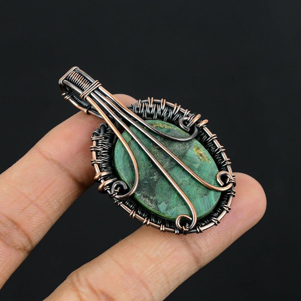 Malachite Pendant, 999 Copper Wire Wrapped Pendant Jewelry. Gift For Women Handmade Pendant Gemstone Jewelry