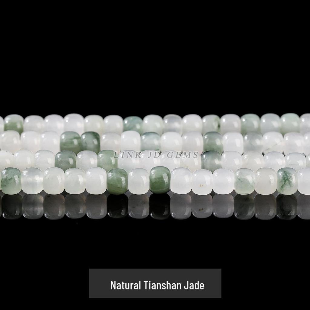 8/10mm Natural Tianshan Jade Old Shape Beads - Ice Jade Stone Apple Beads for DIY Jewelry