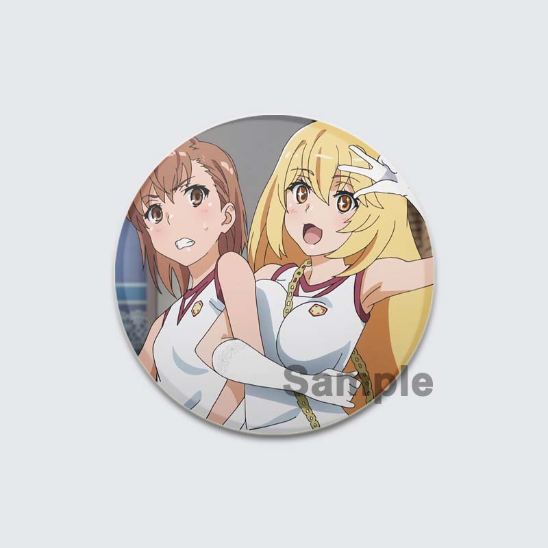 32/44/58mm A Certain Scientific Railgun HD Brooch Anime Badge Cartoon Figure Misaka Mikoto/Wannai Kinuho Round Display Pins Jewelry Gifts
