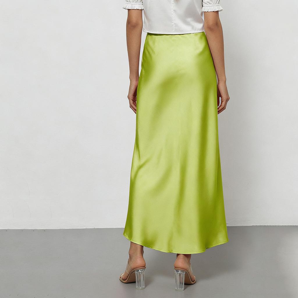 Fustă satin elegantă texturată pentru femei, rochie midi mulată, cu drapaje