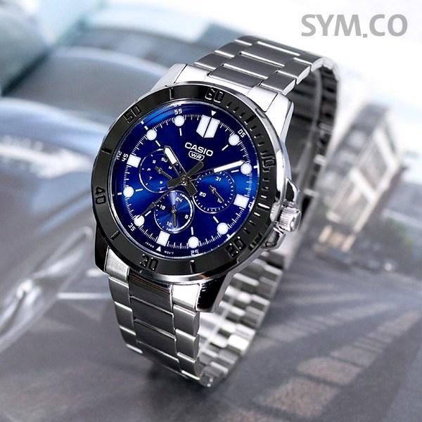 Casio Pánské ležérní multifunkční denní datum kovové hodinky 1374 modré