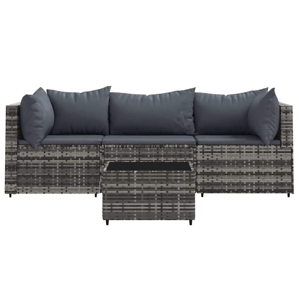 Vidaxl 4-Cz. Garden Lounge Set, Cushions, Grey PE Rattan