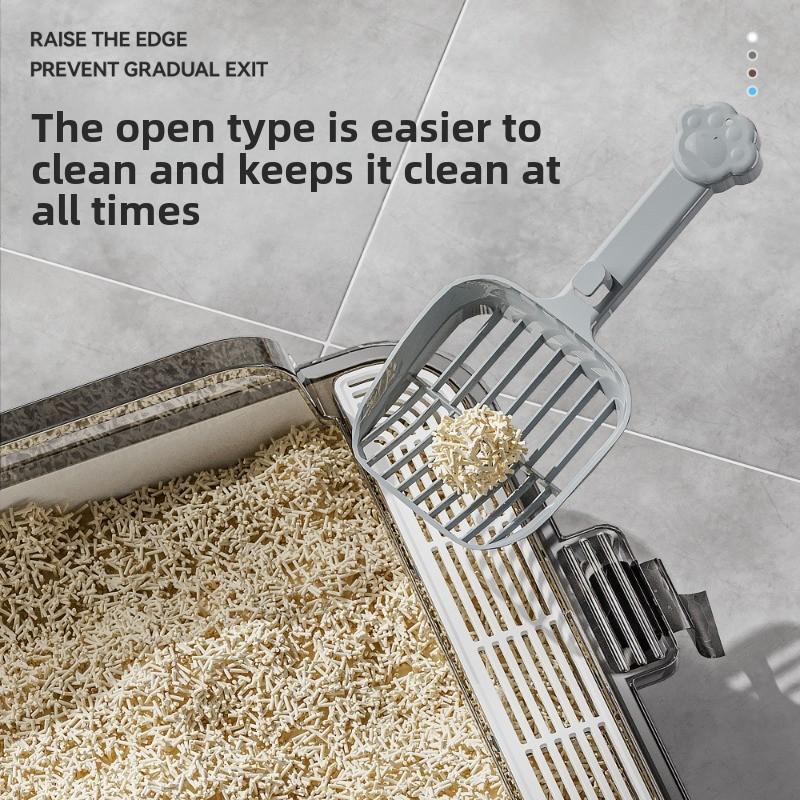 Large Cat Litter Box Semi-Enclosed Odor Control Pet Toilet Anti-Splash Ventilated Step Tray Premium Large Capacity Pet Potty