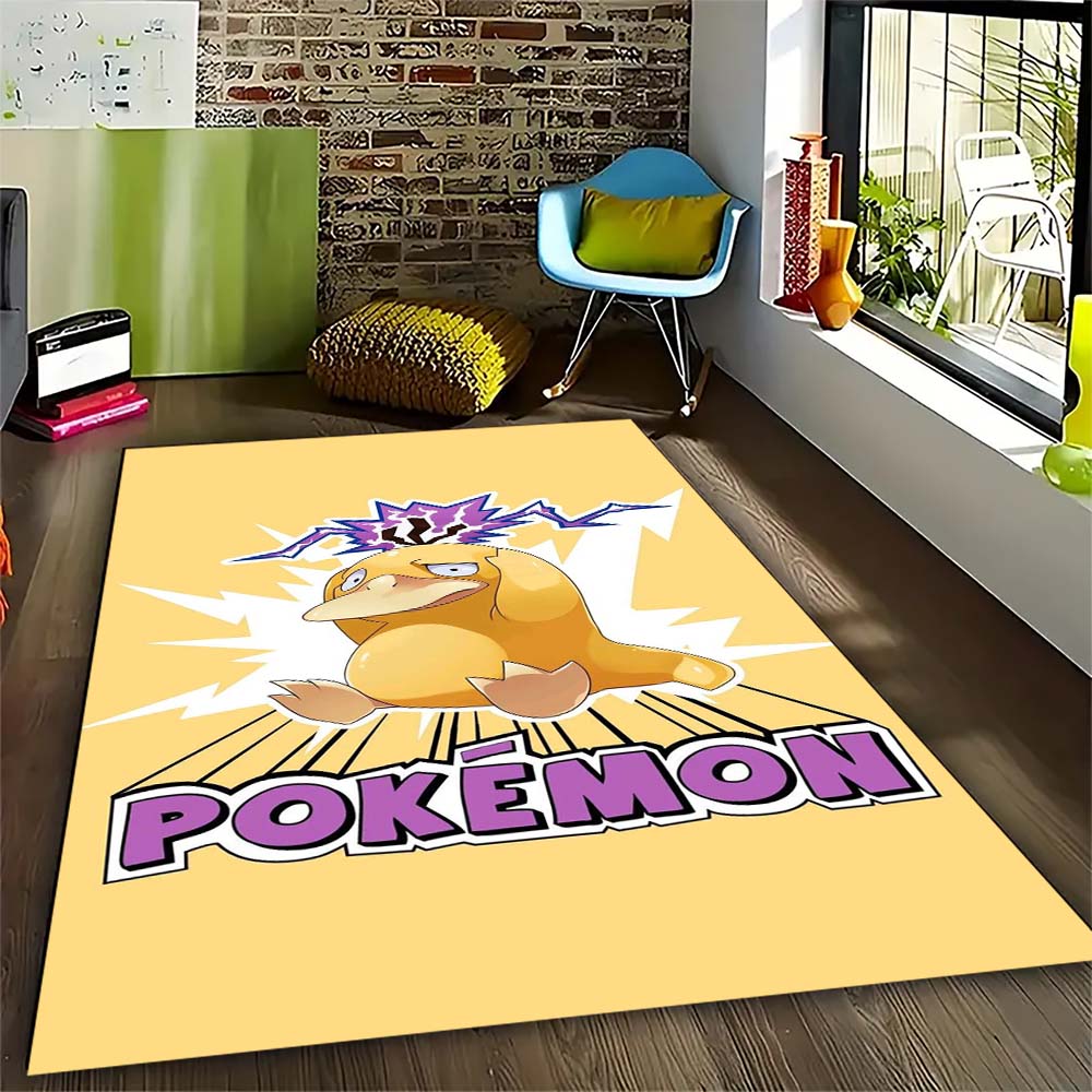 Pokemon Enton Süßer Teppich Schönes Cartoon-Enten-Design Waschbarer Anti-Rutsch-Teppich für Kinderzimmer