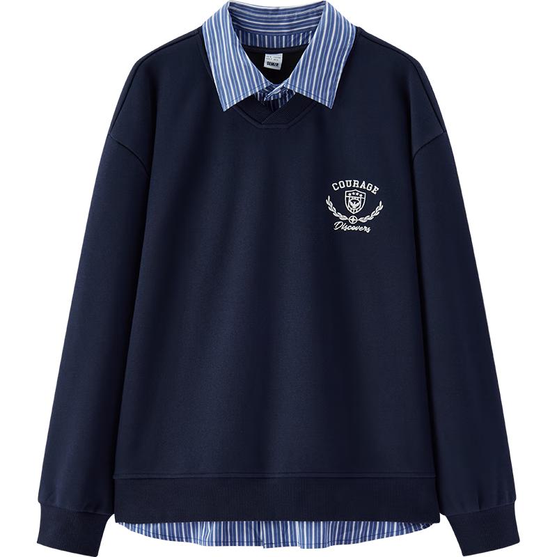 

Мужской свитшот из флиса в стиле колледжа, имитация двух предметов M