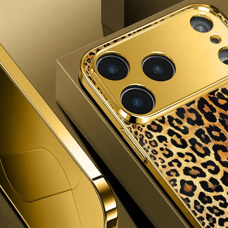 Golden Leopard print Pattern Design Tempered Glass Phone Case For Samsung Galaxy S25 S24 Ultra S23 Plus S25 FE Protection Cover