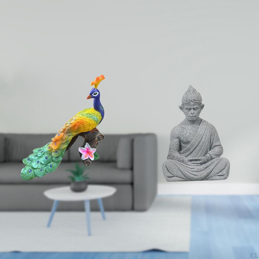Peacock Buddha Sculpture Figurine Decorative Garden Ornament Artistic Statue Patio Backyard