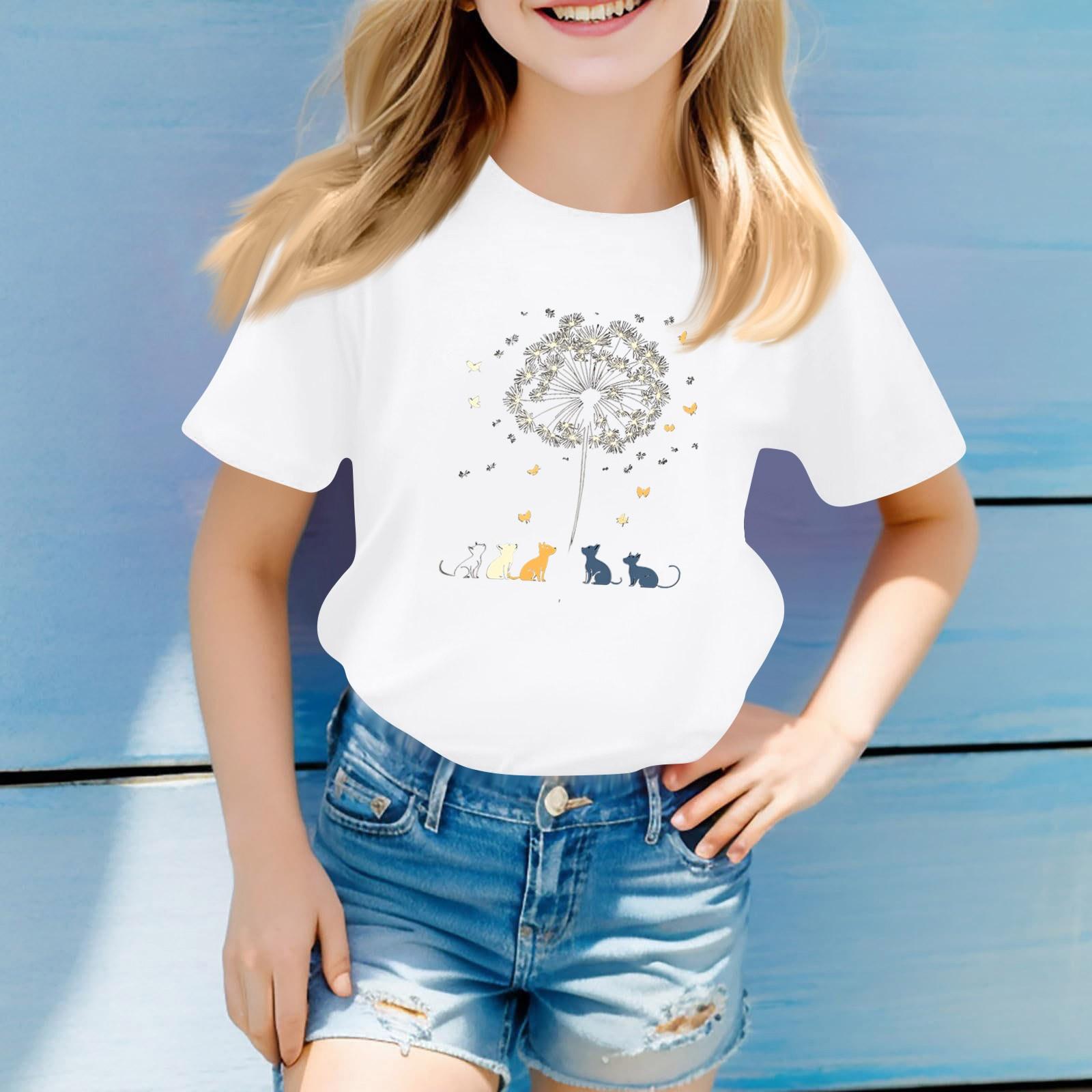 

Детская повседневная футболка с круглым вырезом и мелким цветочным принтом, короткий рукав 160 белый