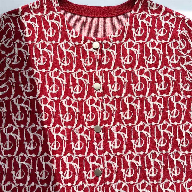 BRD Red Wool Blend Cardigan Sweater - Single-breasted, Long Sleeve, Women's Knit Top for New Year