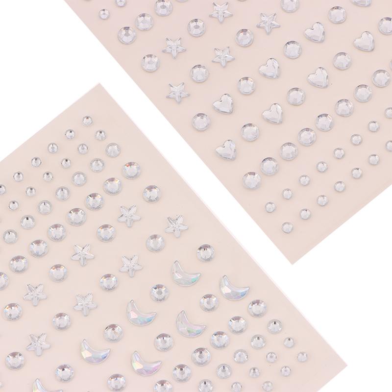 10Sheets White Various Shapes Non Piercing Lip Nails Sticker Self Adhesive Fake Lip Nail Eyebrow Nose Nail Belly Button Jewelry
