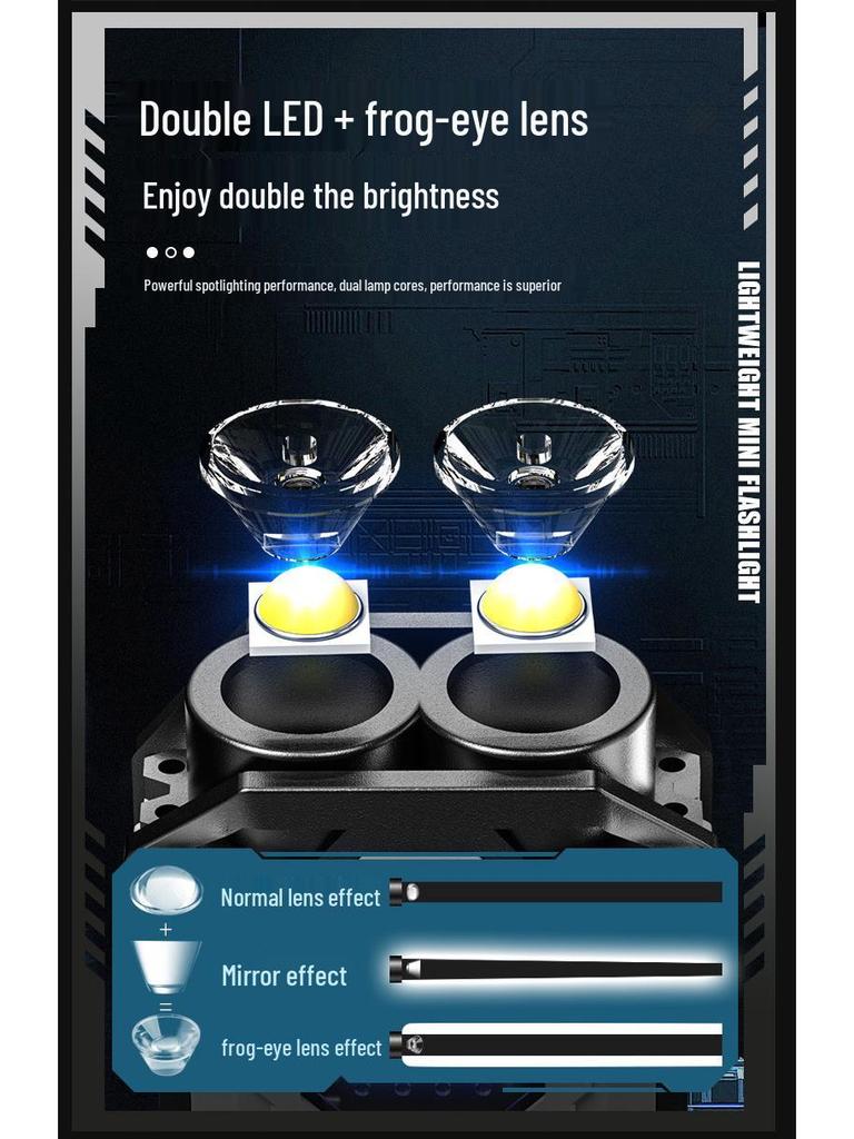 Multifunctional Dual LED Keychain Flashlight with Magnetic COB Side Light and High Brightness Warning Light