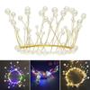 Bandeau Perle Couronne Fleur Lumineux Bandeau Guirlande LED Lumineuse Décoration Fête de Noël